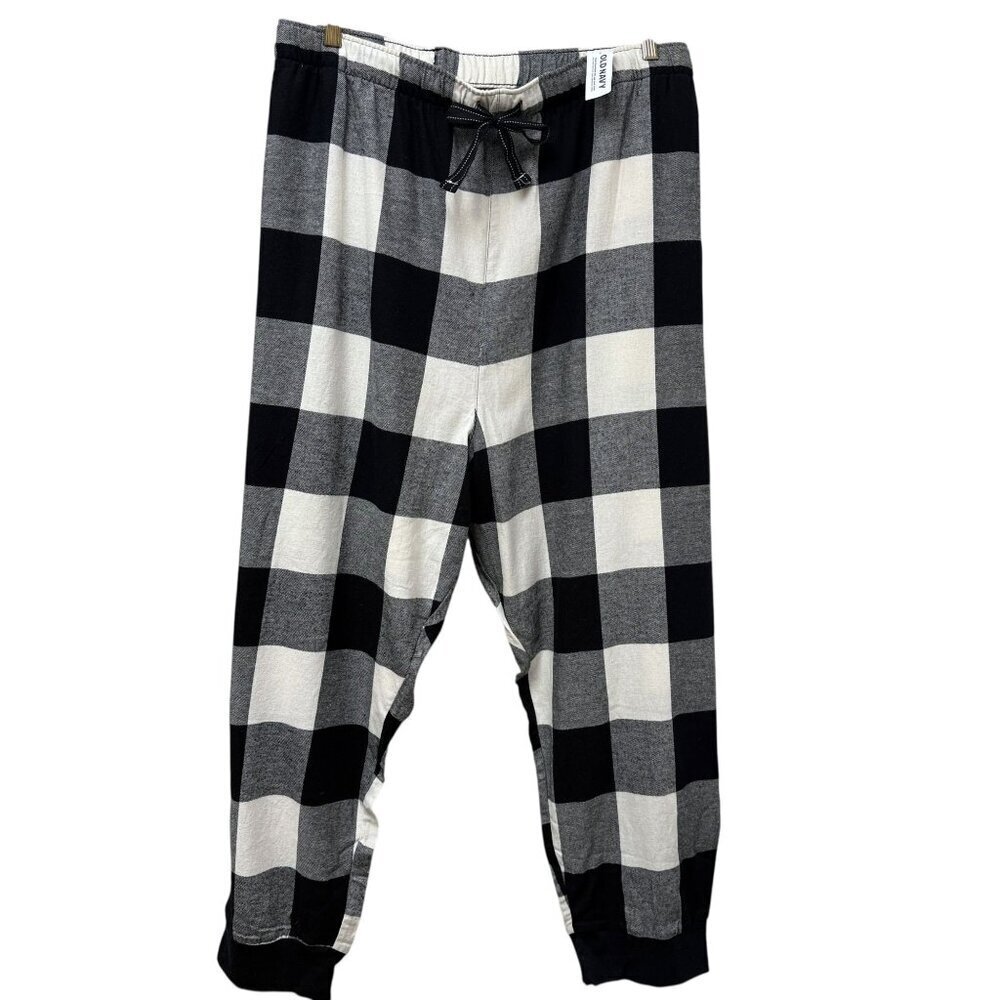 OLD NAVY Flannel Lounge Pants Plus Size 4X Black Buffalo Check Womens Pajama Bot